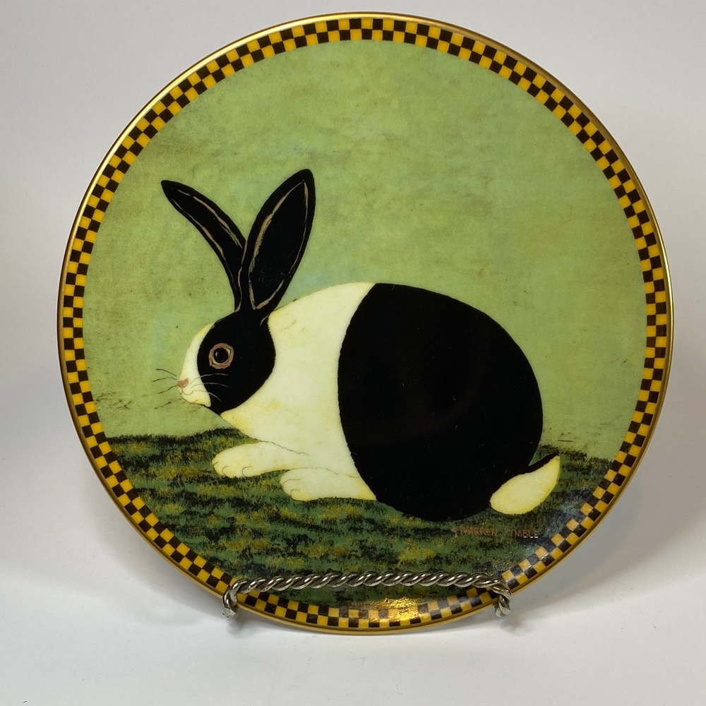 Warren Kimble Barnyard Animals “Black and White Bunny” by Lenox